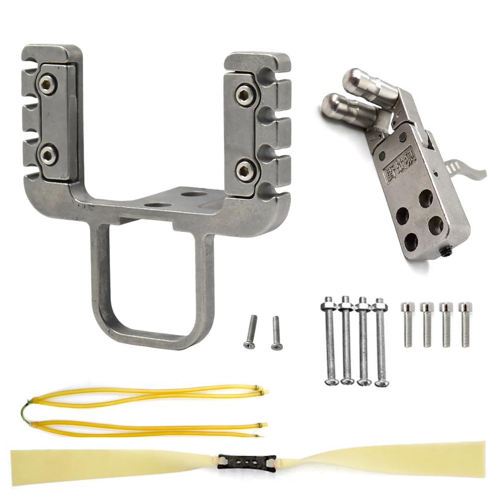 Accessori Fucile a Fionda Fai da Te, Testa Fionda da Caccia con Dispositivo di Rilascio in Metallo e 2 Bande Elastiche, Grilletto per Fionda, Accessori per l'Allenamento
