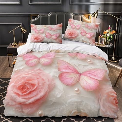 Parure de couette papillon 3D 140x200 microfbre lit simple