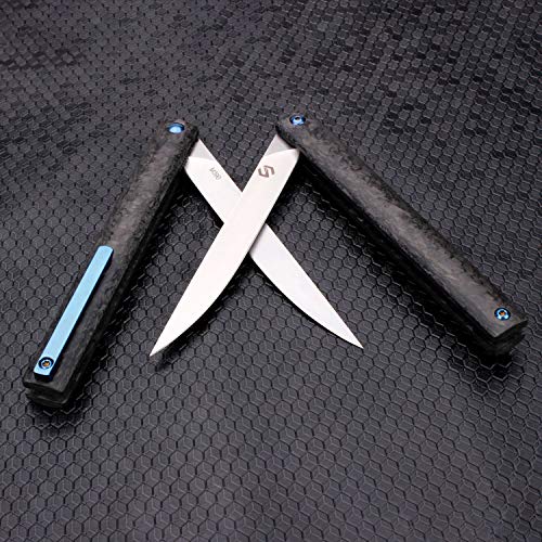 Samior Gp035 Small Slim Folding Pocket Flipper Knife, 3.5 Inch M390 Drop Point Blade, Marble Carbon Fiber Handle Liner Lock Pocket Clip, Gentleman's Edc Knives #TOP5