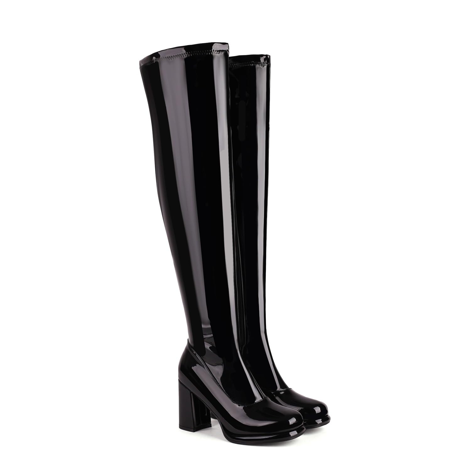 Rave Gogo Boots Metallic Y2K Disco 70s Women Knee High Shark Moto Boots Goth Emo Grunge Punk Cute
