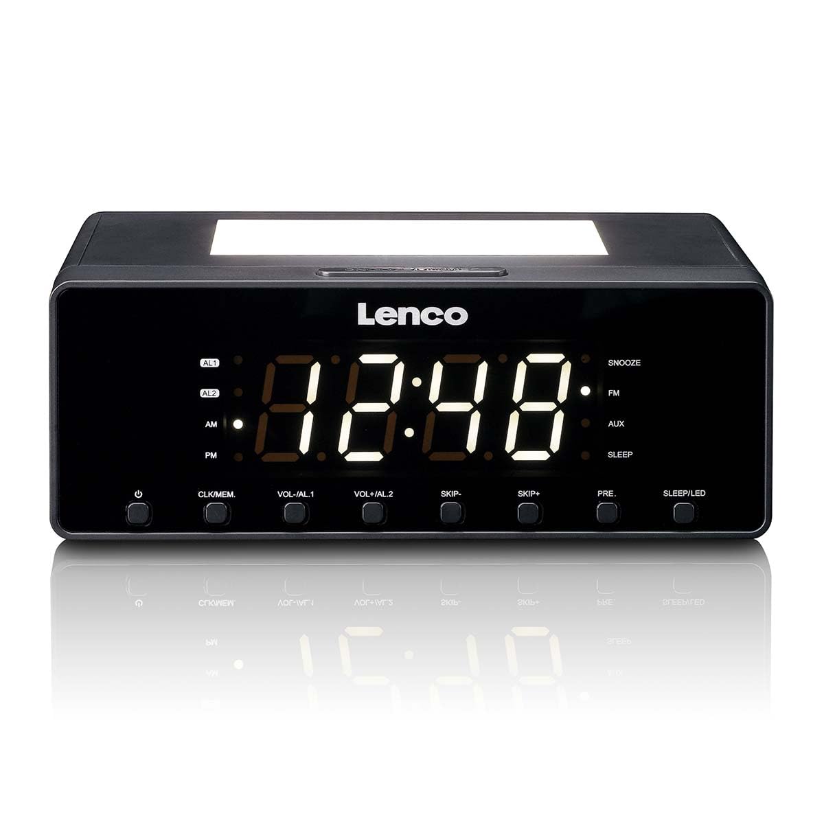 Lenco CR-540BK Radiowecker mit Nachtlicht - FM PLL Radio - USB-Ladefunktion - Dimmbarem LED-Display - Schwarz