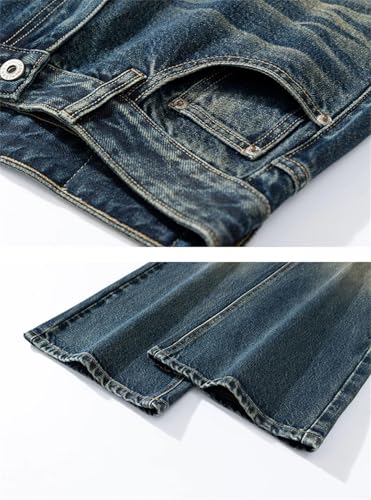 Men Flared Pants Loose Streetwear Vintage Trousers Boot Cut Jeans3