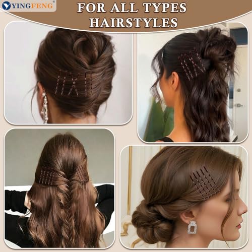 image for YINGFENG Bobby Pins Brown, 330 Count 2.2 Inch Hair Pins With Cute Box,