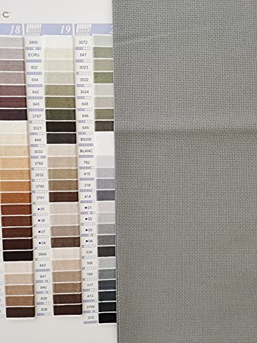 Image of KCS 3 pc of 12 inch x 18 inch(30cmx45cm) 18CT Counted Cotton Aida Cloth Cross Stitch Fabric (Medium Grey+Dark Grey+ Black)