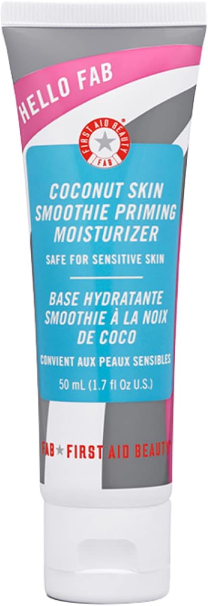 Hello FAB: Coconut Skin Smoothie Priming Moisturizer, 2-in-1 Hydrating Moisturizer and Makeup Primer, Vegan Formula, Non-comedogenic, Safe for Sensitive Skin, 1.7 oz
