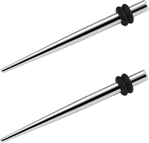 Vsnnsns 14G 12G 10G 8G 6G 4G 2G 0G 00G 316L - Kit de estiramiento de acero inoxidable quirúrgico 316L, pasador de inserción para oreja, nariz,