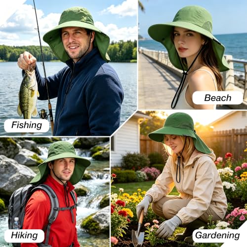 Image of Solaris Sun Hat with Neck Flap, UPF 50 Sun Protection Lightweight Sun Cap for Men Women, Wide Brim Hat for Fishing Hiking