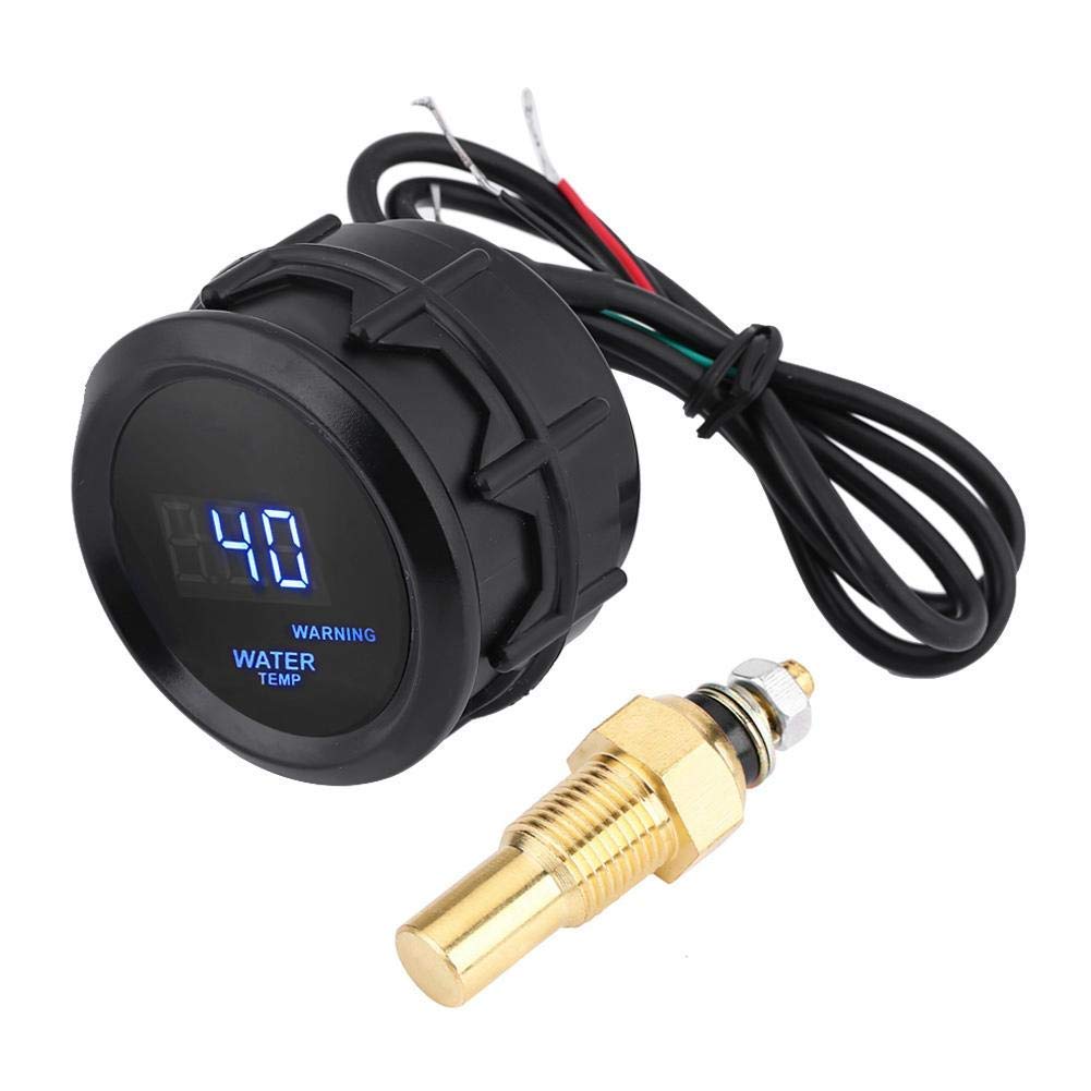 Jauge de Température d'Eau Numérique, 52mm, LED Bleu, 12V, ABS Noir, avec Capteur, Fahrenheit 104-300°F, Universel