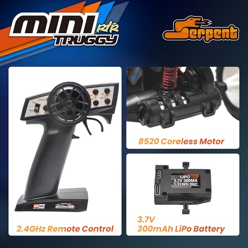 Image of Serpent 1:24 Mini 2WD Truggy RTR, 1 /24 Scale 2.4GHz Short Course Truck, All Terrain Off-Road Buggy RTR, High Performance with 1 Battery 1 USB Data Cable