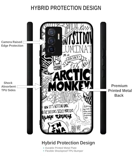 Image of Arctic Monkeys Pattern Design Premium 2D Printed Metal Back Case Cover for Vivo V23E 5G / Y75 4G, Multi Colour