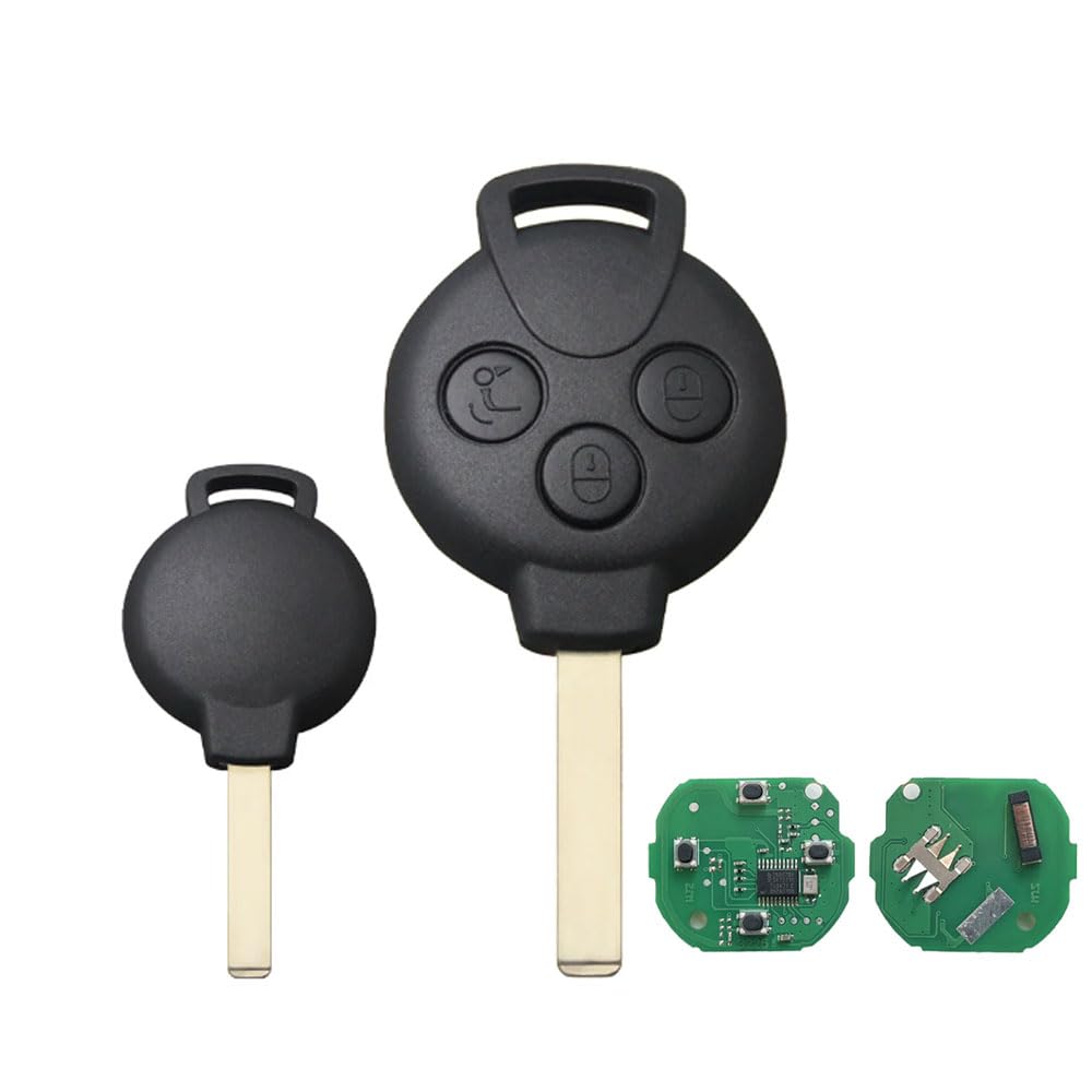Per Mercedes Benz Smart Smart Fortwo 451 2007 2008 2009 2010 2011 2012 2013 Chiave remota per auto 3 pulsanti ID46 Chip 433Mhz