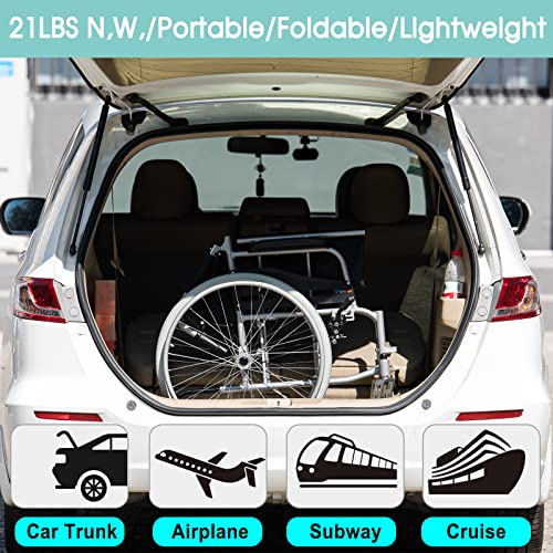 Hi-Fortune Magnesium Lightweight Foldable Wheelchair 21Lbs Self-Propelled Chair With Travel Bag And Cushion, Portable & Folding, Anti-Tipper Swing-Away Footrests, 17.5” Seat, Weight Capacity 220 Lbs #TOP2