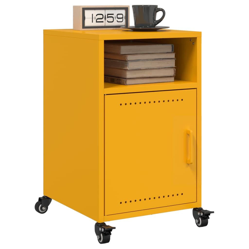 Table de chevet avec espace de rangement commode de chevet jaune 36 cm