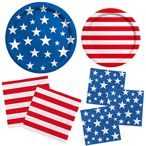 American-Flag-Patriotic-Party-Supplies-Disposable-dinner-paper-plates-dessert-paper-plates-Napkins-and-Cocktail-napkins-for-Veterans-Day-Election-Day-4th-of-July-Independence-Day-Decorations-Serve-50 American Flag Patriotic Party Supplies Disposable dinner paper plates dessert paper plates Napkins and Cocktail napkins for Veterans Day Election Day 4th of July Independence Day Decorations Serve 50