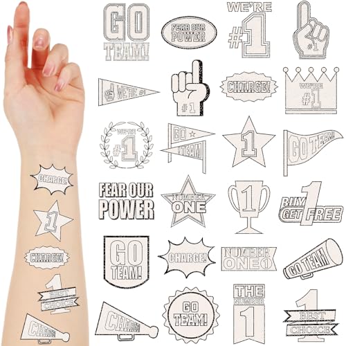 Landhoow White 240 Pcs School Spirit Tattoos Football Spirit Item