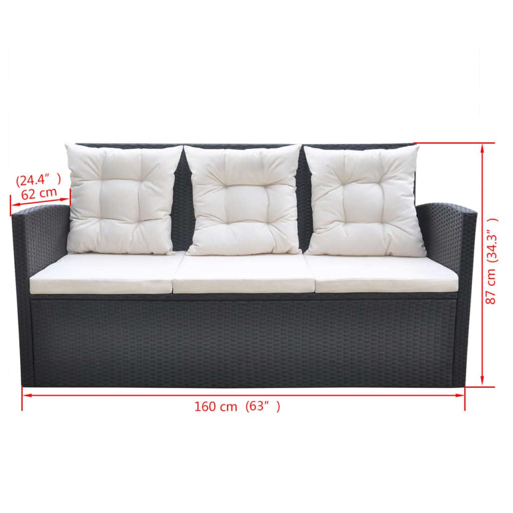 vidaXL Set da Pranzo da Giardino 18 pz in Polyrattan Nero Tavolo Sedie Esterni