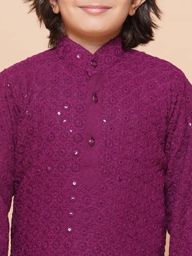 Image of AJ DEZINES Kids Kurta Pajama Set For Boys | Embroidery Chikankari Kurta Set | Traditional & Festive Outfit | Cotton Stylish Boys Kurta Pyjama | Perfect For Festivals Wedding & Family Function