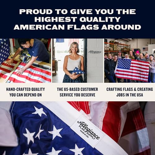 Pre-Assembled American Flag Set | American-Sourced Nylon Fabric, Embroidered Stars, Hand-Stitched | Proudly Made in USA (3' x 5')