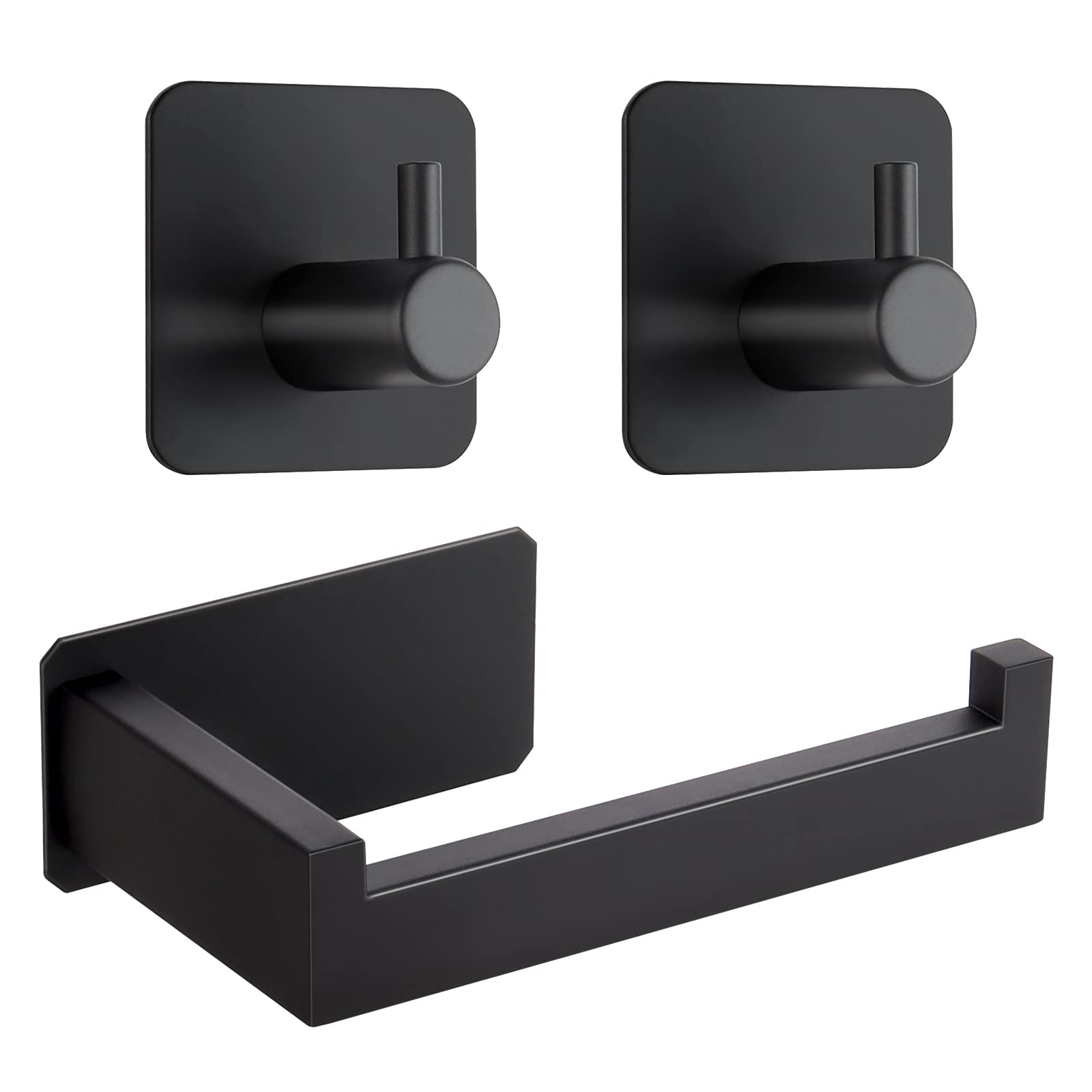 Toilet Paper Holder No Drilling Required,Selbstklebend Klopapierhalter WC Papierhalter Edelstahl Toilettenpapierrollenhalter mit 2 Stück Handtuchhaken für Küche und Badzimmer