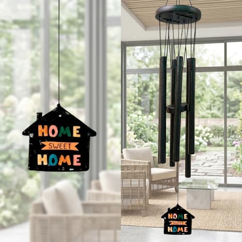 Image of Amazon Basics Premium Aluminium Evil Eye Wind Chimes for Home, Balcony & Garden |Soothing Melodic Sound | Decorative Hanging Gift | Color: Black | Material: Aluminum | Size: 65L x 9 W x 9H cms