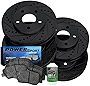 Power Sport Front Rear Brakes and Rotors Kit |Front Rear Brake Pads| Brake Rotors and Pads|Ceramic Brake Pads and Rotors BBCC.21017.02
