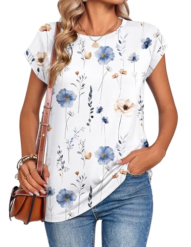 Image of Zeagoo Womens Tops Summer Casual Cap Sleeve Tshirts Shirts Business Dressy Spring Fashion Outfits Trendy Clothes