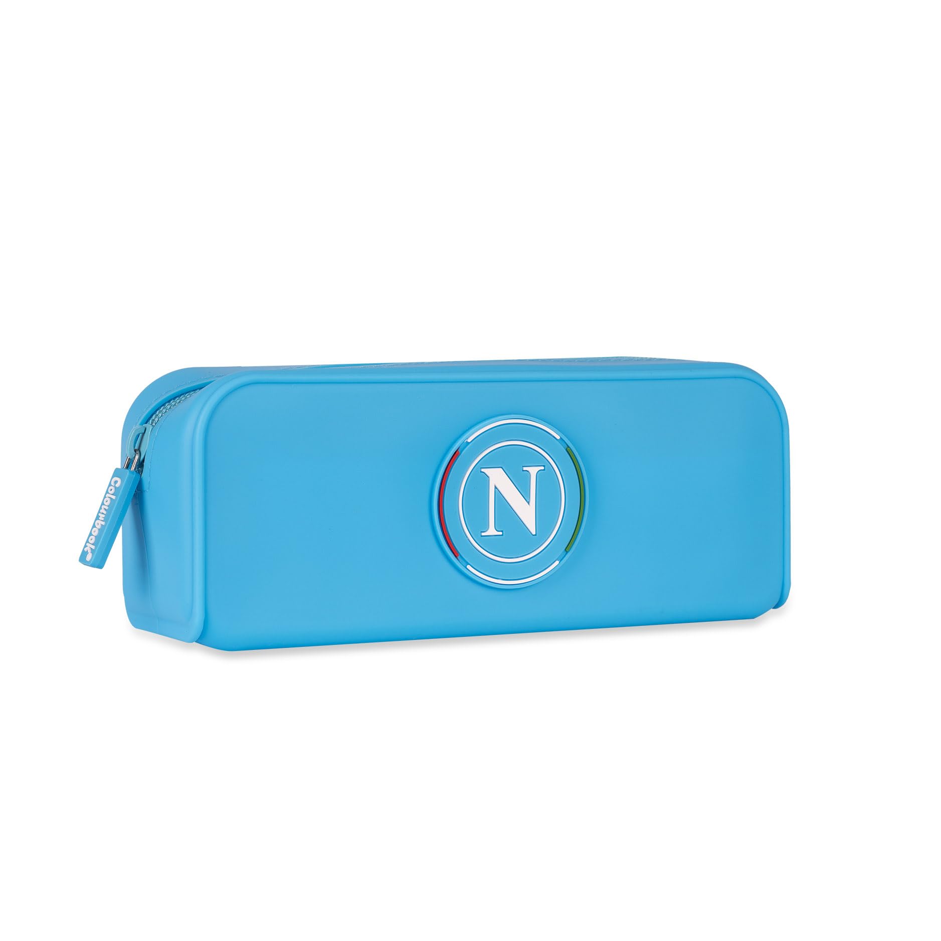 Colourbook Astuccio SSC Napoli Azzurro Silicone Lavabile Portapenne Scuola Logo 3D Zip Gadget Calcio 19,5x7x5,5 cm