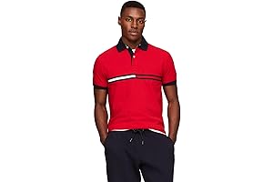 Tommy Hilfiger Men's Short Sleeve Cotton Pique Flag Graphic Polo Shirt in Custom Fit