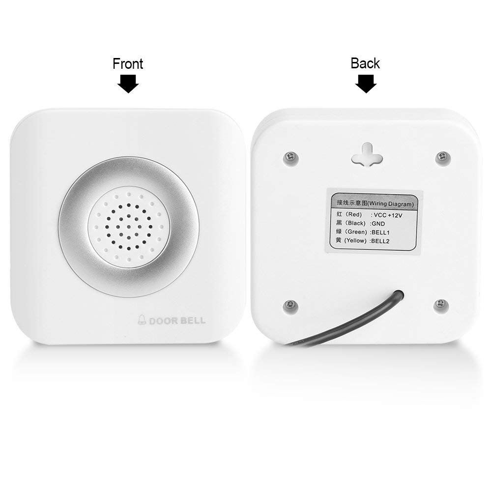 Timbre con cable, timbre de puerta de 12 V CC con alarma de timbre de puerta musical Dingdong, timbre de puerta decorativo moderno para el de control de acceso de la oficina en el hogar