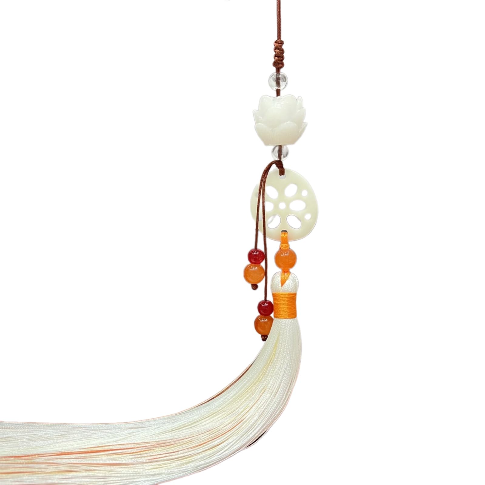 Montesy Chinese Tassels Pendant Retro Waist Pendants with Imitation Lotuses Jade Jewelry for Parties Clothing Accessories