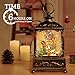 Christmas Decorations Christmas Snow Globe Glittering Lantern with Music & Timer, Christmas Lanterns USB Lined/Battery Operated Lighted Lantern for Decoration Gifts