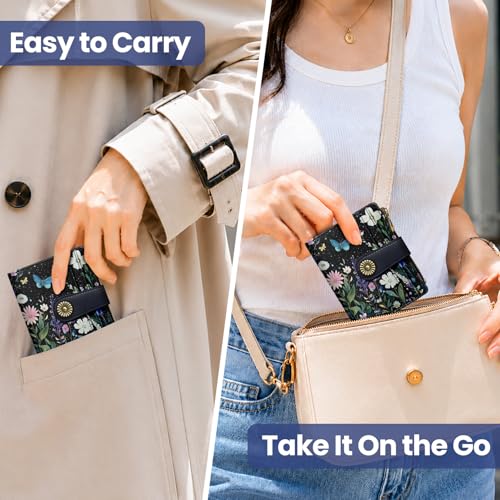 Image of Small Wallet for Women, RFID Blocking Bifold Card Holder Wallet with 10 Card Slots, Cash Compartment, Zipper Coin Pocket & ID Window, Cute Soft Vegan Leather Compact Wallet, Celestial