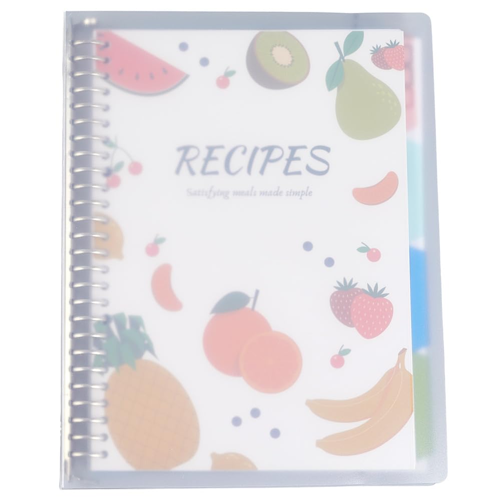 Cuaderno de Recetas En Blanco de 10.8 x 8.5 Pulgada Libro de Recetas con 80 páginas Interiores Plástico Blanco Rectangular Tapa Dura Extraíble Carpeta para Escribir A Mano para Cocina Casera