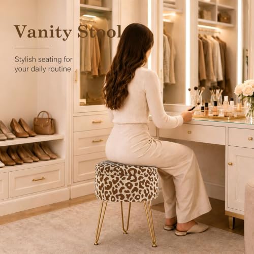 Image of Ottomans Round Ottoman with Storage Footstools Vanity Chair