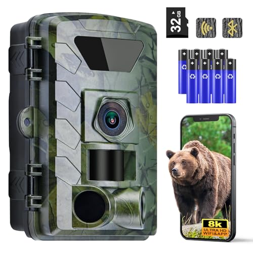 Wildkamera, 8K Video Wildtierkamera, 60MP Full HD WLAN mit Handyübertragung APP, Bewegungssensor,...