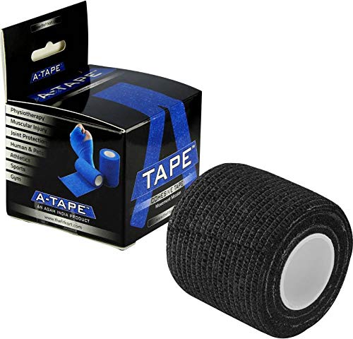 Image of Cohesive Self Adhesive Bandage | Self-Adhesive Compression Wrap - Sports, Gym & Joint Protection Tape| (Reusable & Waterproof, 5 cm X 4.5 Mtr) Crepe Bandage Pack of 2 (Beige & Black)
