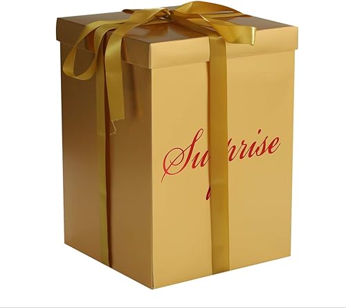 Caja de regalo de flores de explosión sorpresa de 10 x 10 x 14 pulgadas, para propuesta de matrimonio, fiesta de cumpleaños, Navidad, cualquier Oro