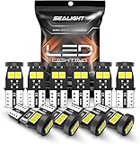 SEALIGHT t10 led ナンバー灯 ポジションランプ ルームランプ ホワイト 高輝度 6連 2835LEDチップ搭載 キャンセラー内蔵 50000時間寿命 無極性 車検対応 12V 3年保証(10個入り)