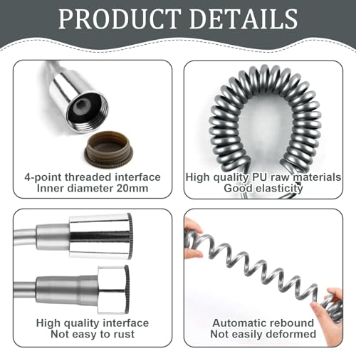 Annlpoy 3m duschschlauch brauseschlauch teleskop-wasserschlauch bidet,duschschlauch anti twist,Dehnbarer Schlauch für Handbrause, WC-Spritzpistole, Bidet und Haustierdusche