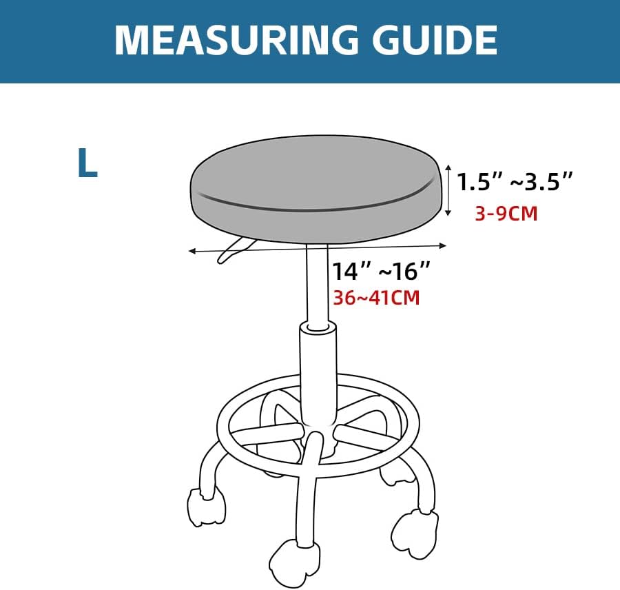 Shukii Stool Covers Round 4 Pack Bar Watedrproof PU Slipcover with Elastic Cushion Seat for Chair, Beige Beige L (14"-16") 4 Counts