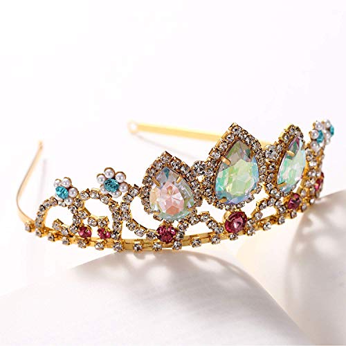 hengkaixuan Princess Crown Halloween Cosplay Hair Accessories Girls Pretty Rapunzel Tiara Sparkly Tiara Bridal Wedding Crystal Hair Band Tiara Pageant Tiara Birthday Gifts Cake Topper for Girls Women
