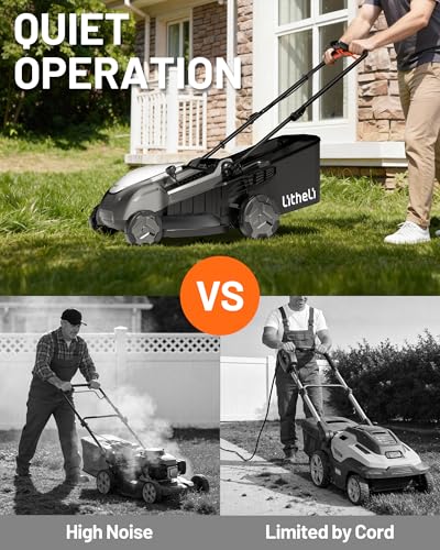 Image of Litheli 18-inch 40V Self-Propelled Brushless Lawn Mower for Garden Yards, Lightweight Cordless Mower with 6-Position Height Adjustment, 2x5.0Ah Batteries Included