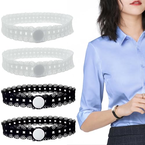 DHER 4-teilige ärmelhalter damen Hemdsärmelverschlüsse ärmelhalter hemdärmel fixierung elastische Bänder zum Kürzen der Ärmel ohne Bohren verstellbare elastische Manschettenbänder (A)
