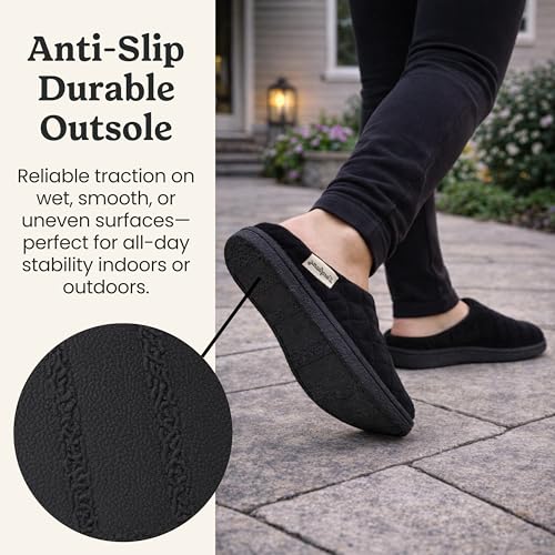 Image of Leslie Terry Clog House Shoes with Memory Foam, Indoor Slippers with Wide Widths