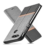 AModern Google Pixel XL 2 Funda, Ajuste Ultra Delgado, Kickstand, Ranura para Tarjetas, Parachoques TPU, Anti-Scratch, Flip de Cuero PU Wallet Caso para Google Pixel XL 2 (Gris)