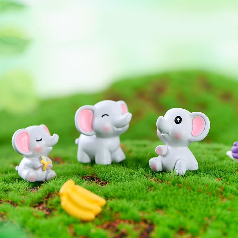 Miniatura 5 de 18 figuras de elefante miniatura de resina de elefante para bricolaje, jardín de hadas de Navidad, paisaje de musgo en miniatura, 18 piezas