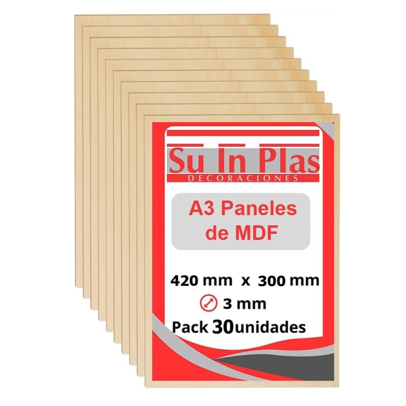 TABLERO MDF 3 mm A3 CORTE LASER, CNC, MANUALIDADES, BRICOLAGE