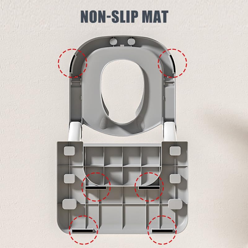 Toilettensitz für Kinder, WC-Sitz mit Reduzierer, Spritzer, geeignet in V-Form, U-Form, Toilettenadapter für Kinder, faltbar, PVC (grau)