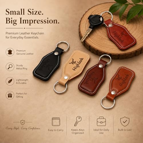 Image of Signature Leather Finish Keychain for Men & Women | Durable Metal Key Holder for Car and Bike Keys | Elegant Everyday Accessory