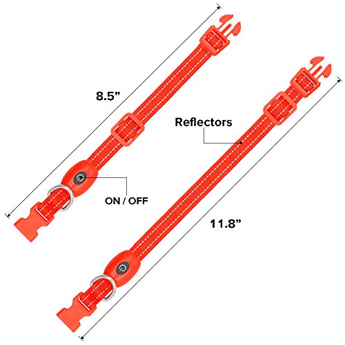 Vizpet Led Cat Dog Collar Usb Rechargeable & Xs Adjustable Size Nylon Collar Bright Safety Pet Collar For Small Cats & Dogs (Red) #TOP2